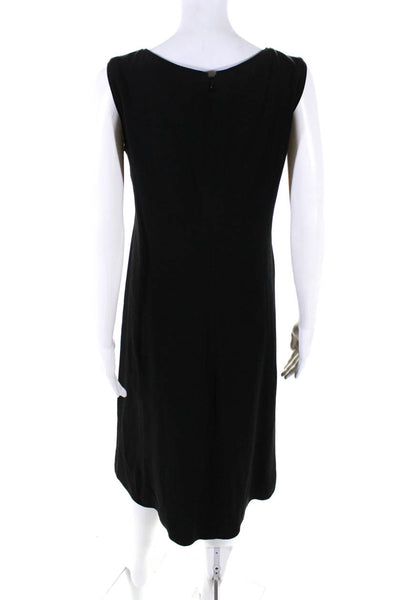 Caroline Charles Womens Crepe V-Neck Sleeveless A-Line Dress Black Size UK12