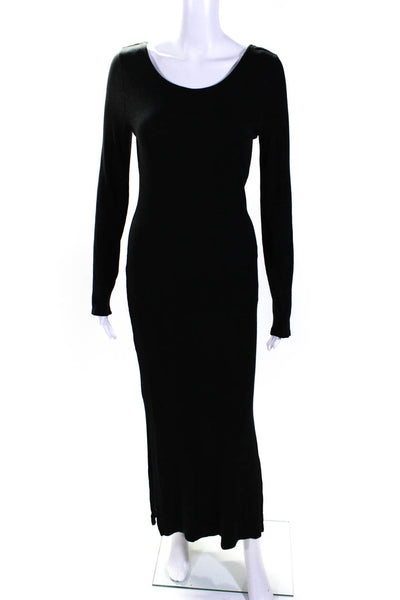 Society Amuse Womens Ribbed Jersey Scoop Back Midi Sheath Dress Black Size Large