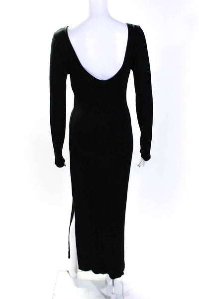 Society Amuse Womens Ribbed Jersey Scoop Back Midi Sheath Dress Black Size Large