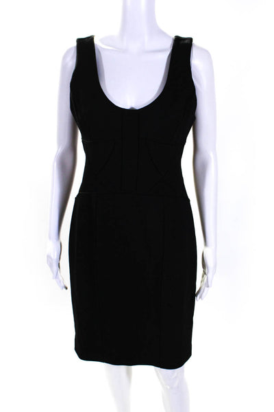 Robert Rodriguez Womens Ponte Patchwork Scoop Neck Sheath Dress Black Size 10