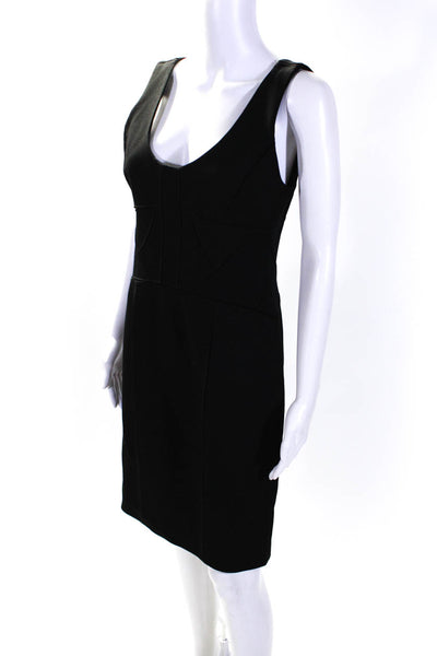 Robert Rodriguez Womens Ponte Patchwork Scoop Neck Sheath Dress Black Size 10