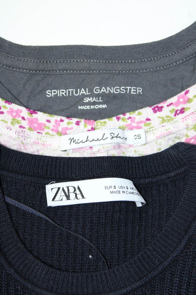 Michael Stars Spiritual Gangster Zara Womens T-Shirts Tops Pink Size S Lot 3