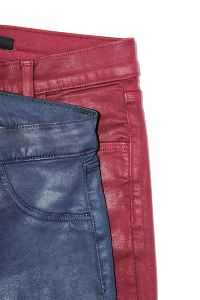 J Brand Womens Cotton 4 Pocket Mid-Rise Skinny Jeans Burgundy Size 26 27 Lot 2