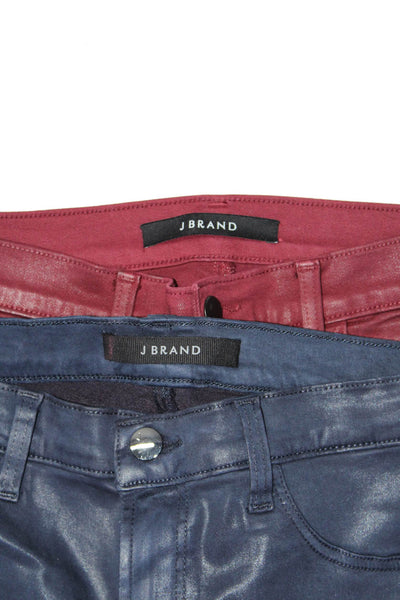 J Brand Womens Cotton 4 Pocket Mid-Rise Skinny Jeans Burgundy Size 26 27 Lot 2