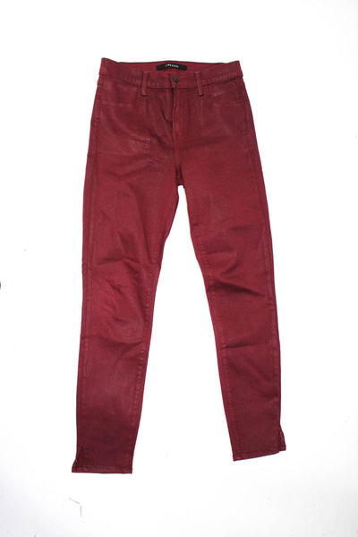 J Brand Womens Cotton 4 Pocket Mid-Rise Skinny Jeans Burgundy Size 26 27 Lot 2