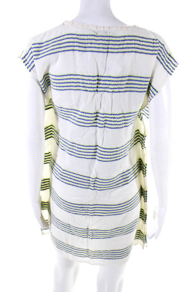 J Crew Womens Cotton Striped V-Neck Sleeveless Pullover Mini Dress Tan Size XXS