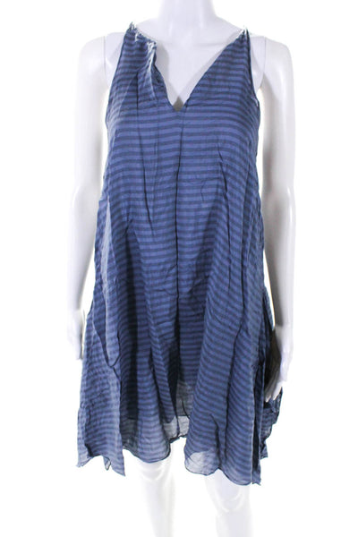 3.1 Phillip Lim Womens Striped V-Neck Sleeveless Knee Length Dress Blue Size M