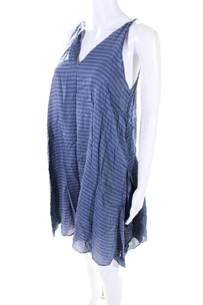 3.1 Phillip Lim Womens Striped V-Neck Sleeveless Knee Length Dress Blue Size M