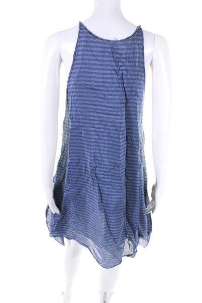 3.1 Phillip Lim Womens Striped V-Neck Sleeveless Knee Length Dress Blue Size M