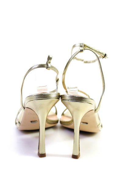 Tony Bianco Womens Leather Strappy Franci Sandal Heels Gold Metallic Size 9.5