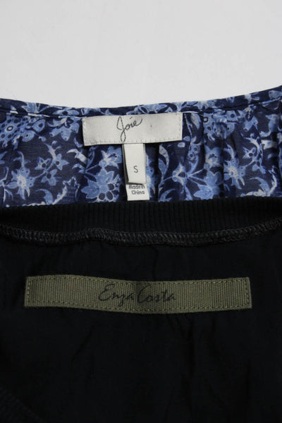 Enza Costa Joie Womens Satin Asymmetrical Floral Tops Blue Size 2 Small Lot 2