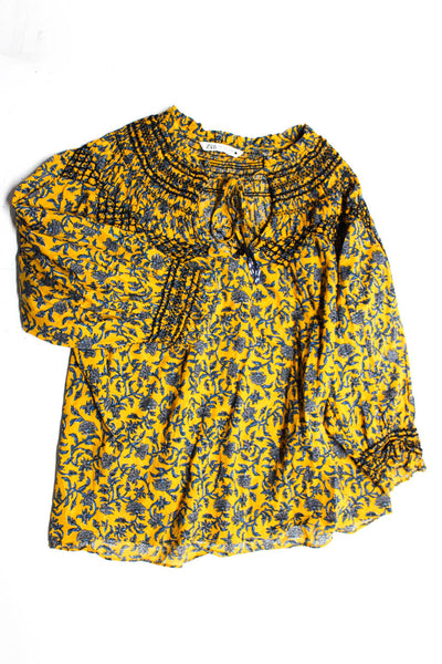 Zara Womens Blouses Tops Yellow Size XL L Lot 3