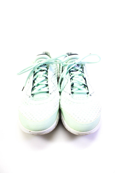 Nike Womens Lace Up Side Logo Knit Low Top Running Sneakers Mint Green Size 10