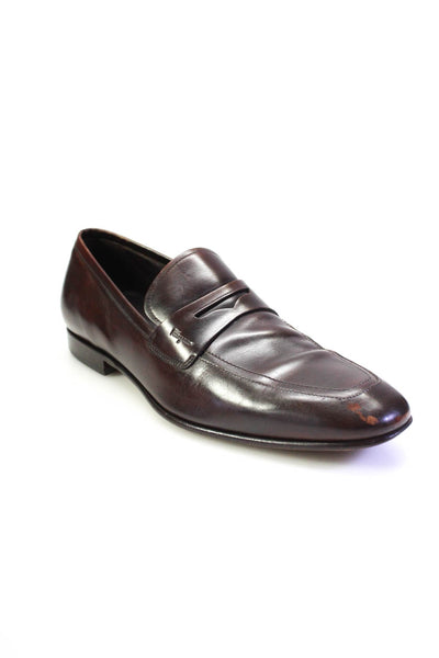 Salvatore Ferragamo Mens Leather Slip On Penny Loafers Dress Shoes Brown 9.5 D