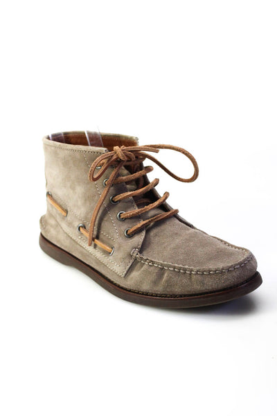 Brunello Cucinelli Mens Suede Lace Up Ankle Boots Gray Size 8