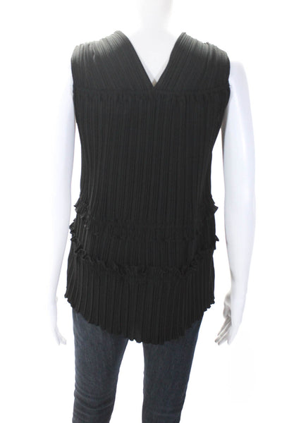 3.1 Phillip Lim Women's V-Neck Ruffle Sleeveless Tiered Blouse Black Size 4