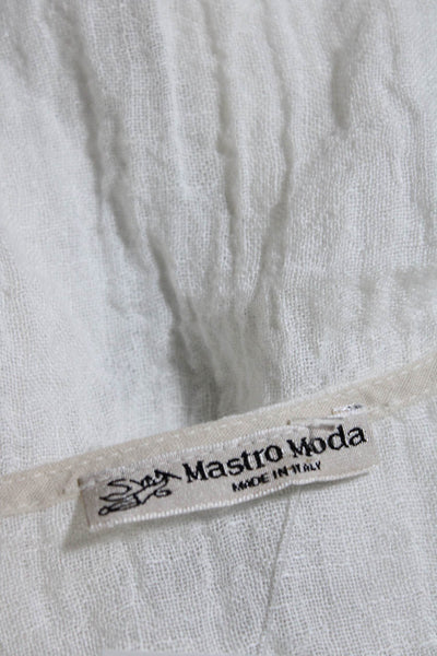 Mastro Moda Women's V-Neck Sleeveless Linen Blouse Cream Size S