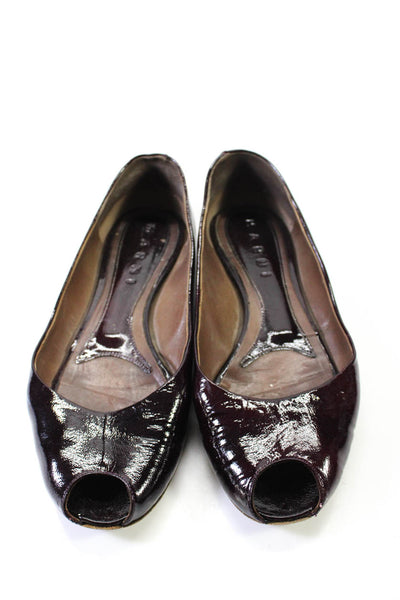 Marni Womens Patent Leather Peep Toe Slip On Ballet Flats Purple Size 36.5 6.5