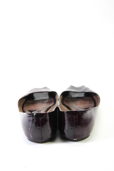 Marni Womens Patent Leather Peep Toe Slip On Ballet Flats Purple Size 36.5 6.5