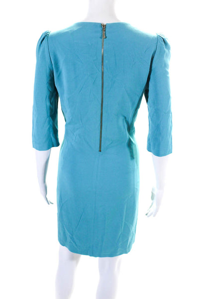 Kate Spade Women's Short Sleeves Beaded Embellish Mini Dress Blue Size 4