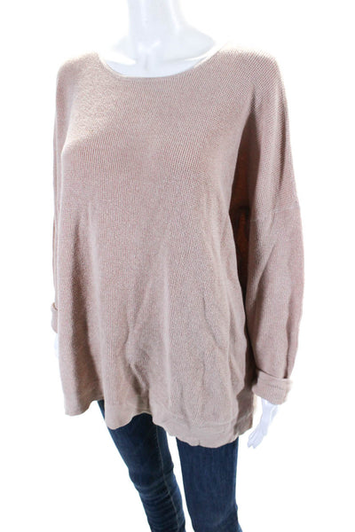 Eileen Fisher Womens Pullover Scoop Neck Sweatshirt Pink Cotton Size Extra Large