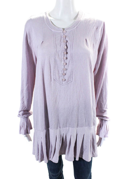 Free People Womens Long Sleeve Scoop Neck Knit Top Lavender Size Large