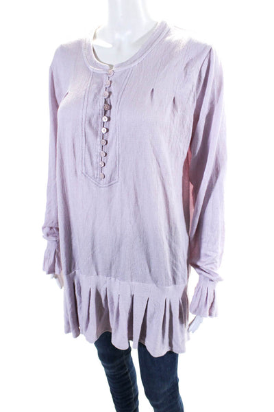 Free People Womens Long Sleeve Scoop Neck Knit Top Lavender Size Large