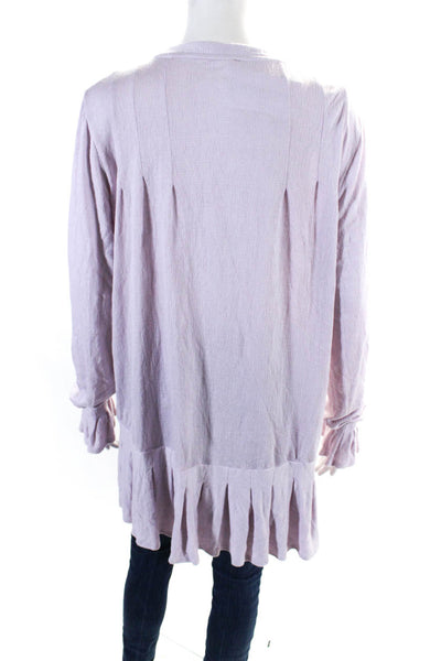 Free People Womens Long Sleeve Scoop Neck Knit Top Lavender Size Large