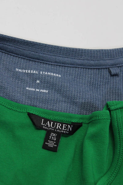 Lauren Ralph Lauren Universal Standard Womens Shirts Green Blue Medium 2X Lot 2