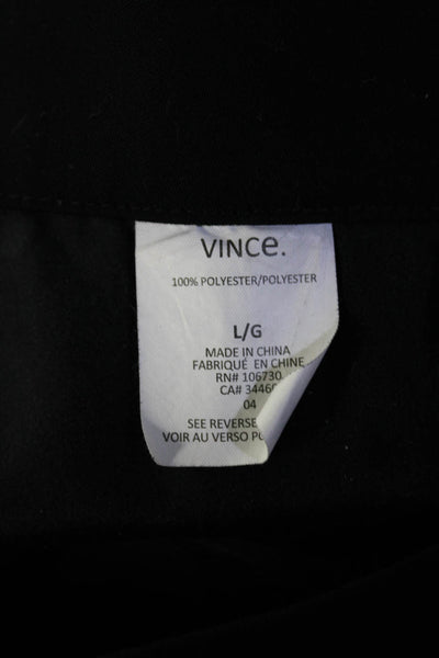 Vince Womens Elastic Waistband High Rise Pleated Trouser Pants Black Size Large