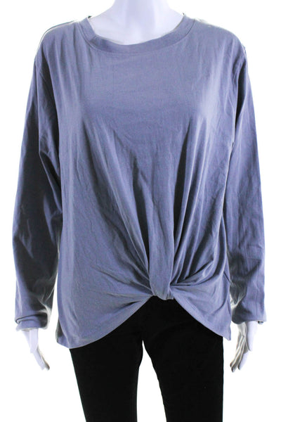 WVN For You Womens Long Sleeve Crew Neck Twist Front Shirt Gray Cotton Size XL