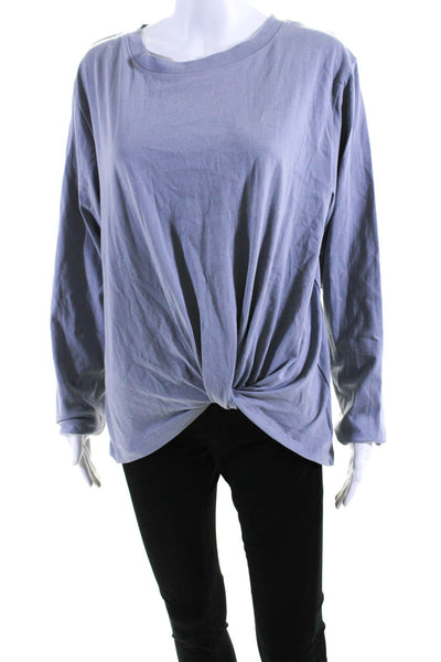 WVN For You Womens Long Sleeve Crew Neck Twist Front Shirt Gray Cotton Size XL