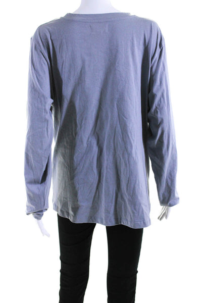 WVN For You Womens Long Sleeve Crew Neck Twist Front Shirt Gray Cotton Size XL