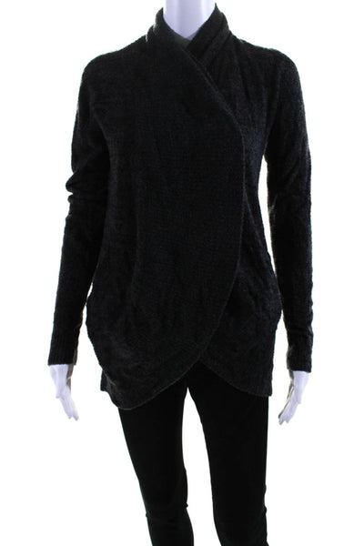 Barefoot Dreams® Womens Curved Long Sleeve Open Sweater Cardigan Black Size XS/S