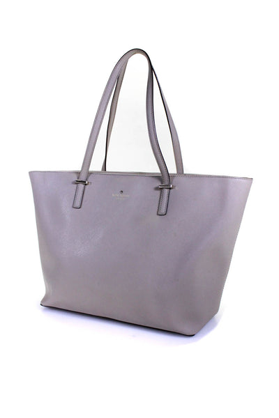 Kate Spade New York Grained Leather Top Zip Frame Shoulder Handbag Light Gray