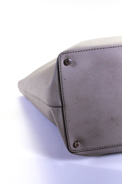 Kate Spade New York Grained Leather Top Zip Frame Shoulder Handbag Light Gray