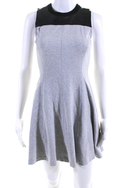 Club Monaco Womens Cotton Knit Sleeveless Fit & Flare Dress Gray Black Size 0