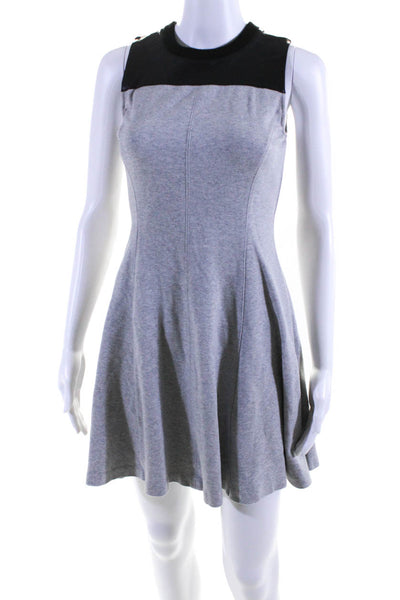 Club Monaco Womens Cotton Knit Sleeveless Fit & Flare Dress Gray Black Size 0