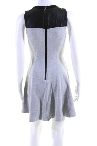 Club Monaco Womens Cotton Knit Sleeveless Fit & Flare Dress Gray Black Size 0