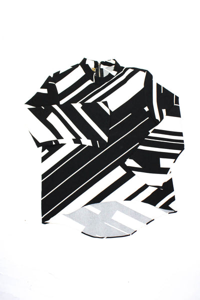 Zara Women's Round Neck Long Sleeves Stripe Blouse Black White Size XS Lot 3