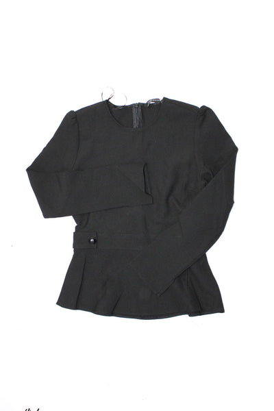 Zara Women's Round Neck  Long Sleeves Peplum Blouse Black Size XS Lot 3