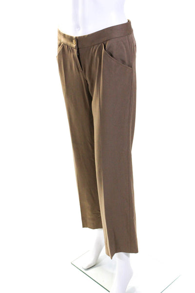 Dolce & Gabbana Women's Button Closure Flat Front Straight Leg Pants Tan Size 38