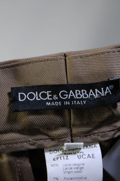 Dolce & Gabbana Women's Button Closure Flat Front Straight Leg Pants Tan Size 38