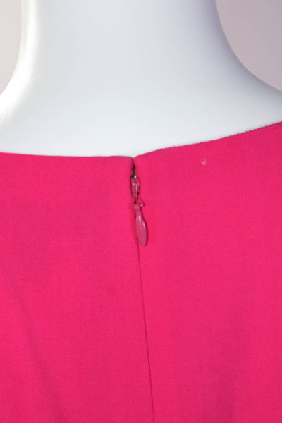 J Crew Womens Short Sleeve Back Zip Knee Length Sheath Dress Hot Pink Size 8P