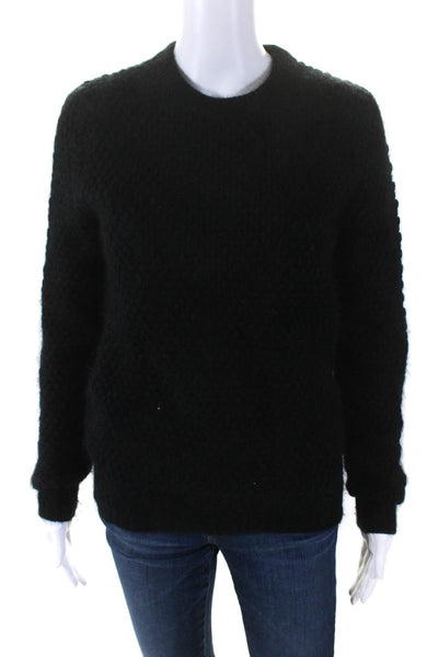 3.1 Phillip Lim Women Wool Bobble Knit Long Sleeve Crewneck Sweater Black Size S