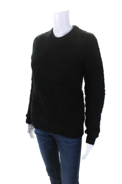 3.1 Phillip Lim Women Wool Bobble Knit Long Sleeve Crewneck Sweater Black Size S