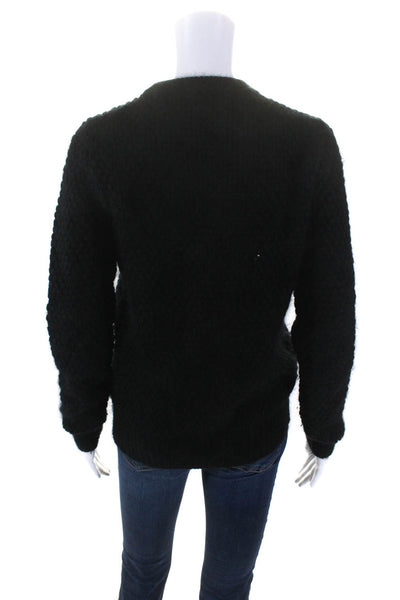 3.1 Phillip Lim Women Wool Bobble Knit Long Sleeve Crewneck Sweater Black Size S