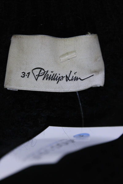 3.1 Phillip Lim Women Wool Bobble Knit Long Sleeve Crewneck Sweater Black Size S