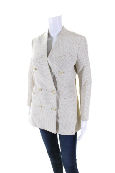 3.1 Phillip Lim Women Polka Dot Print Double Breasted Blazer Jacket Ivory Size 4