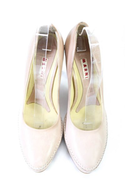 Marni Womens Leather Almond Toe Cone High Heel Pumps Pale Pink Size 7US 37EU